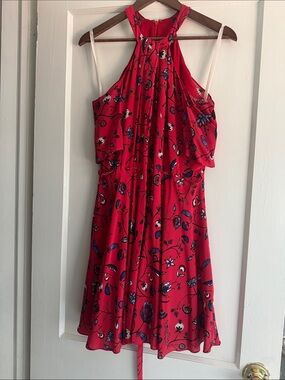 Soshanna Red Floral Halter Mini Dress